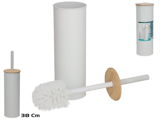 Picture of Metal And Bamboo Brush Holder, 9.50 x 9.50 x 38.00, BATH&GO