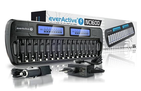Picture of NC-1600 profesionāls lādētājs 16x Ni-MH (AA, AAA), neatkarīgi kanāli, LCD, 12V/220V