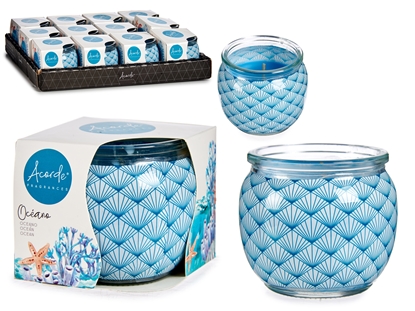 Picture of Ocean glass candle in glass container, 6.3×7.5×7.5 cm, 34562, Acorde