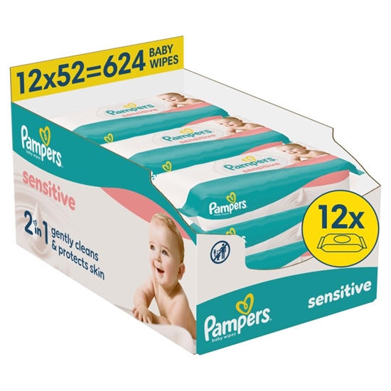 Picture of Pampers Sensitive mitrās salvetes zīdaiņiem, 12 iepak., 624 gab.