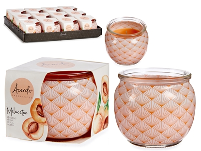 Picture of Peach candle in glass container, 6.3×7.4×7.4 cm, 34565, Acorde