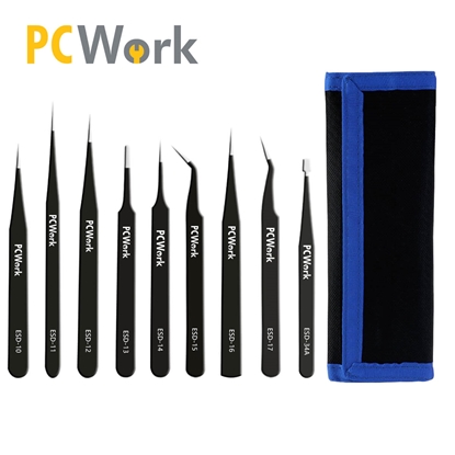 Изображение Pincetes - komplekts 9gb. ESD safe, tērauda