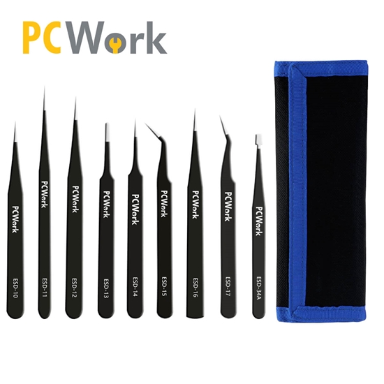 Изображение Pincetes - komplekts 9gb. ESD safe, tērauda
