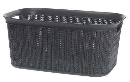 Изображение Plastic Basket with Knit Design, 27 L, 22764 G, Graphite, 50.5 x 33.5 x 23.5, ALSEA