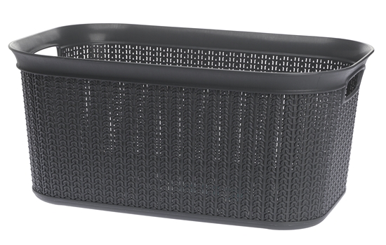 Изображение Plastic Basket with Knit Design, 27 L, 22764 G, Graphite, 50.5 x 33.5 x 23.5, ALSEA