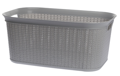 Изображение Plastic Basket with Knit Design, 27 L, 22764 GY, Light Grey, 50.5 x 33.5 x 23.5, ALSEA