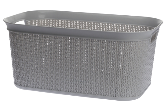 Изображение Plastic Basket with Knit Design, 27 L, 22764 GY, Light Grey, 50.5 x 33.5 x 23.5, ALSEA