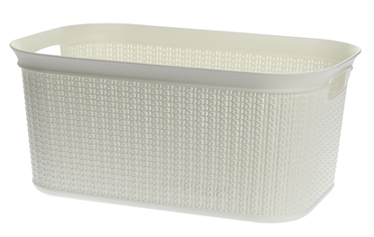 Изображение Plastic Basket with Knit Design, 27 L, 22764 W, White, 50.5 x 33.5 x 23.5, ALSEA