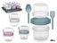 Attēls no Plastic container with cutlery, 800 ml, 3 colours, 13.8×12.5×10.2 cm, 94909, Leknes