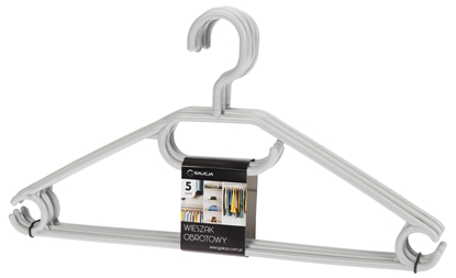 Изображение Plastic Hanger with Rotary Hook, 5 pcs/set, 0606 4, 41 x 22 x 3, GALICJA
