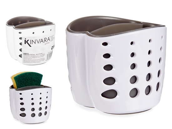 Изображение Plastic sponge holder, double, white grey, 8.5×9.7×9.7 cm, 55013, Kinvara