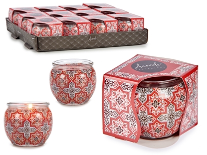 Picture of Pomegranate candle in glass container, 6.3×7.5×7.5 cm, 21161, Acorde
