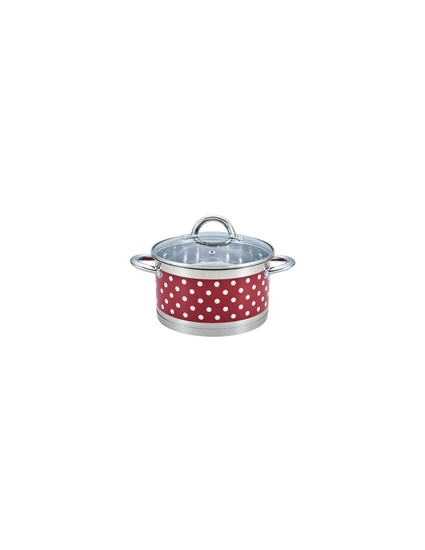 Изображение Pot Rosberg R51210I24, 24*13,5 cm. 6.1L Stainless steel. steel. Red with white  dots