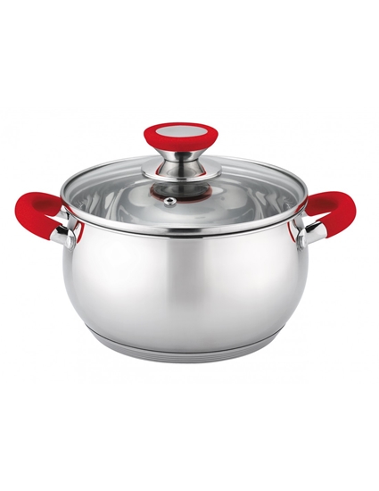 Изображение Pot Voltz OV51210N20, 20 cm./3.5 l., Red handles, Stainless steel