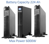 Изображение Profesionāls Apkures sist. tīras sinusoīdas UPS Invertors ar akum. 32x12V/7Ah | 6000W | LCD displejs