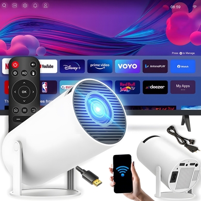Picture of Projektor Retoo PROJEKTOR RZUTNIK WIFI ANDROID PRZENONY OBROTOWY SMART 4K GONIK BLUETOOTH