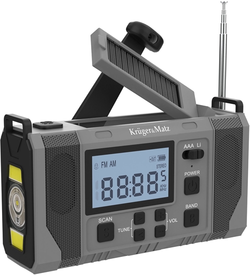 Picture of Radio Kruger&Matz Radio solarne, przenone radio awaryjne SOS, powerbank 10000mAh, latarka, dynamo, Kruger&Matz