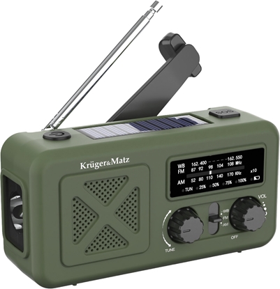 Изображение Radio Kruger&Matz Radio solarne, przenone radio awaryjne SOS, powerbank 2000mAh, latarka, dynamo,