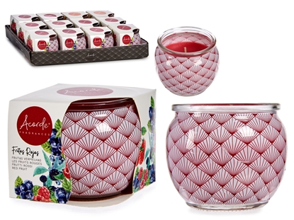 Picture of Red berries candle in glass container, 6.3×7.5×7.5 cm, 13579, Acorde