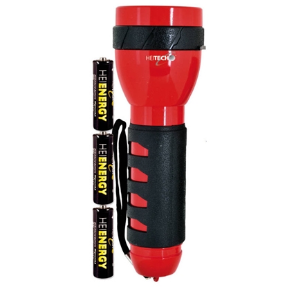 Picture of Red flashlight with 9 LEDs, length 19 cm, 4003558, Heitech