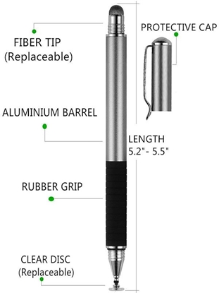 Picture of Rysik iLike "P21 Capacitive 2in1 Touch Stylus with high precision touch" Silver