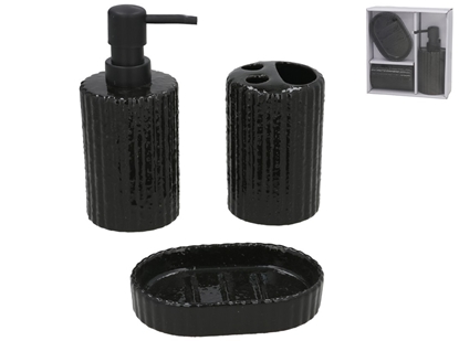 Attēls no Roma Black Ceramic Bathroom Set, Soap Dispenser and Toothbrush Holder, 7.00 x 8.50 x 16.50, BATH&GO