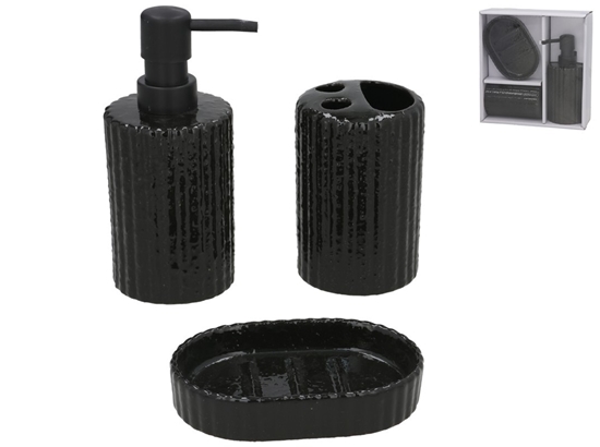 Picture of Roma Black Ceramic Bathroom Set, Soap Dispenser and Toothbrush Holder, 7.00 x 8.50 x 16.50, BATH&GO