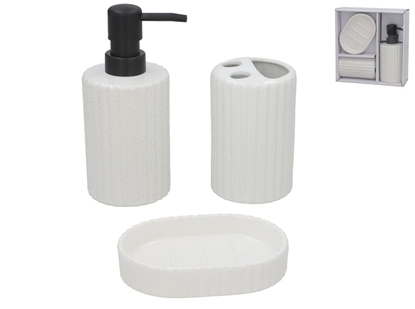 Attēls no Roma White Ceramic Bathroom Set, Soap Dispenser and Toothbrush Holder, 7.00 x 8.50 x 16.50, BATH&GO