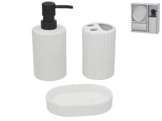 Picture of Roma White Ceramic Bathroom Set, Soap Dispenser and Toothbrush Holder, 7.00 x 8.50 x 16.50, BATH&GO