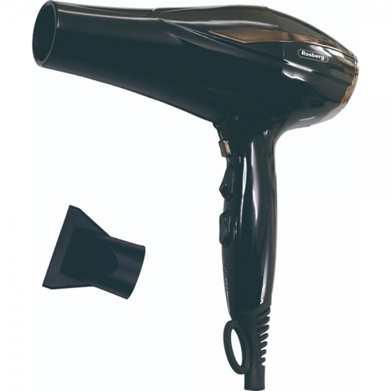Изображение Rosberg 5R51100OBB Hair Dryer, 2200W, 2 Speeds, 3 Temperature Settings, Black/Bronze