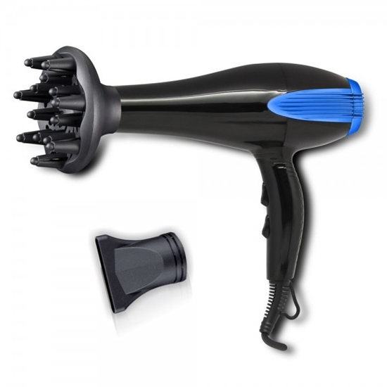 Изображение Rosberg R51100AD, Hair Dryer with Diffuser, 2200W, 3 Temperature Settings, 2 Speeds, Black/Blue