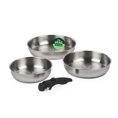 Picture of Russell Hobbs RH04033 Stainless Steel 4-Piece Smart Clip Fry Pan Set