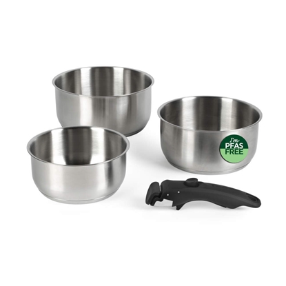Picture of Russell Hobbs RH04034 Stainless Steel 4-Piece Smart Clip Saucepan Set