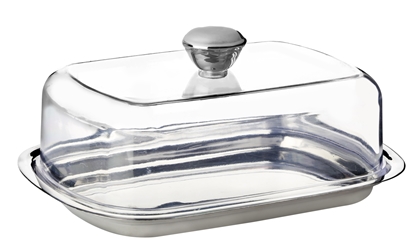 Attēls no S/S Butter Dish, 500 ml, with Plastic Lid, 20200, 15.5 x 11.5 x 7, GALICJA