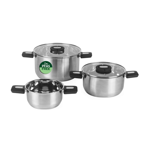 Picture of Salter BW14354 Stack-In Stainless Steel 3 Piece (16/22/24 cm) Stockpot Set