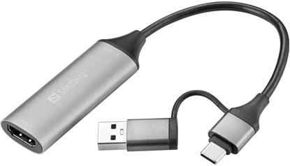 Изображение Sandberg Sandberg 136-70 adapter kablowy HDMI Typu A (Standard) USB Type-A + USB Type-C Szary