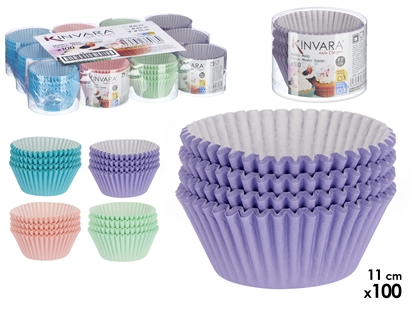 Attēls no Set of 100 pastry paper baking forms, 11 cm, assort 4, 5.5×7.5×7.5 cm, 36968, Kinvara