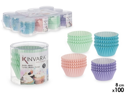 Изображение Set of 100 pastry paper baking forms, 8 cm, assort 4, 5.5×5.5×5 cm, 36970, Kinvara