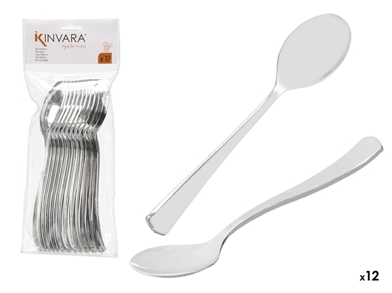 Изображение Set of 12 plastic silver spoons, 24×9.5×3.5 cm, 10681, Kinvara