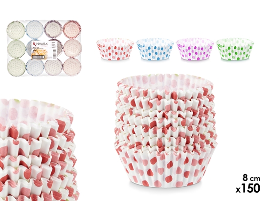 Изображение Set of 150 paper baking forms, 8 cm, assort 4, 6.5×5.5×5.5 cm, 78480, Kinvara