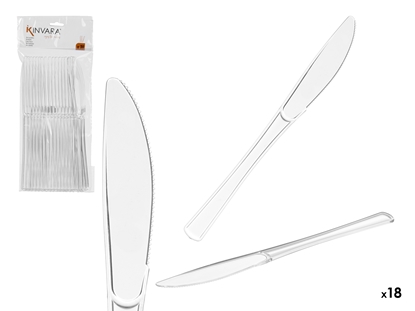 Attēls no Set of 18 transparent plastic knives, 25.5×11×1 cm, 10675, Kinvara