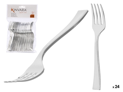 Attēls no Set of 24 plastic silver dessert forks, 16×10×1.5 cm, 10671, Kinvara