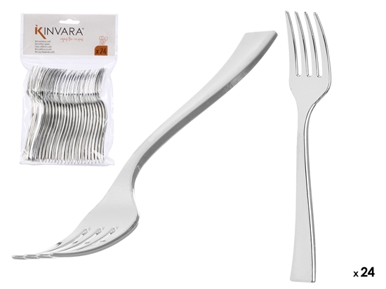 Picture of Set of 24 plastic silver dessert forks, 16×10×1.5 cm, 10671, Kinvara