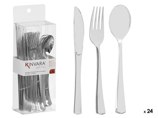 Изображение Set of 24 plastic silver utensils, 24×8.2×5 cm, 10683, Kinvara