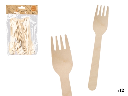 Attēls no Set of 24 wooden forks, 23×14×3.3 cm, 93545, Kinvara