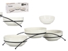 Picture of Set of 3 round white porcelain bowls with stand, 350 ml, 86490, Vessia