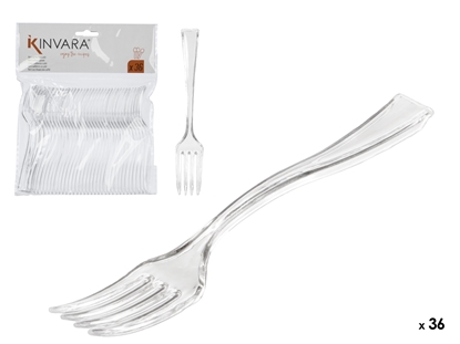 Picture of Set of 36 transparent plastic dessert forks, 16×12.8×1.5 cm, 10673, Kinvara