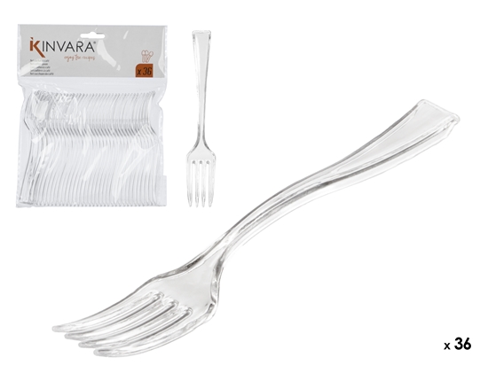 Picture of Set of 36 transparent plastic dessert forks, 16×12.8×1.5 cm, 10673, Kinvara