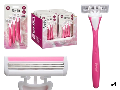 Изображение Set of 4 razors with 3 blades, pink, 21×11×4.5 cm, 12211, Berilo