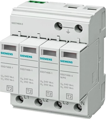 Picture of Siemens Ogranicznik przepi C TYP 2 4P 20kA 350V ukad 3+1 TN-S ze stykami sygnalizacyjnymi 5SD7464-1